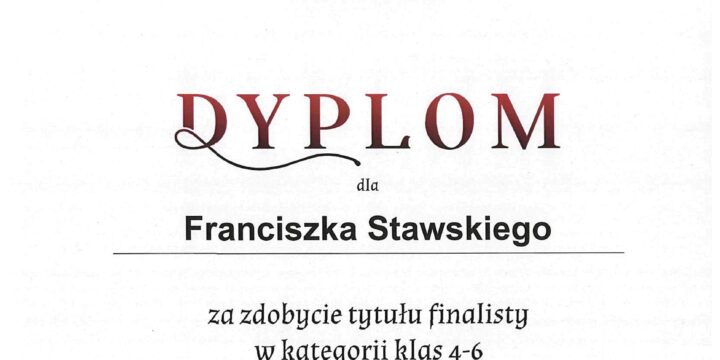 Dyplom dla Franciszka Stawskiego