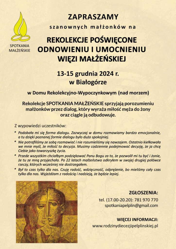 Rekolekcje poświęcone odnowieniu i umocnieniu więzi małżeńskiej